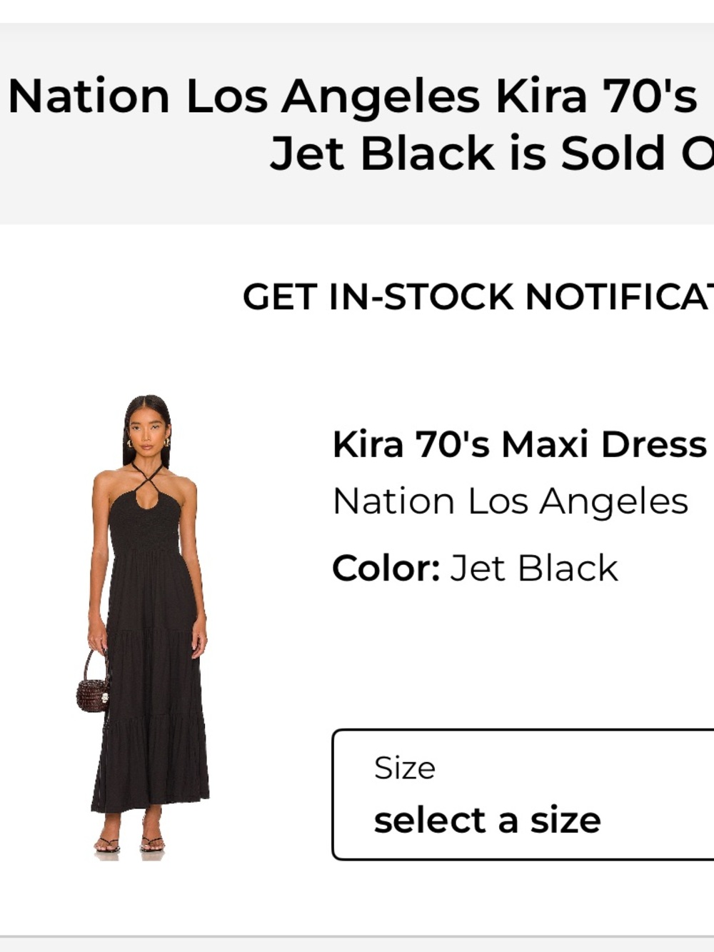 Nation LTD Kira 70's Maxi Dress in Jet Black